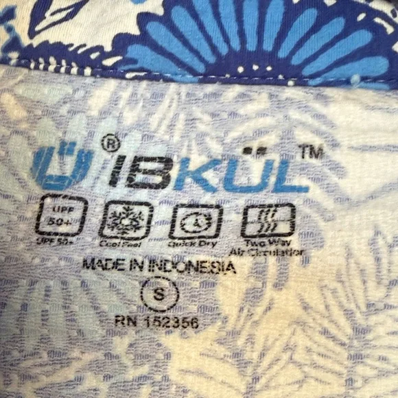 IBKUL Bamboo Gardens Blue and White Quarter Zip size S - Picture 2 of 13